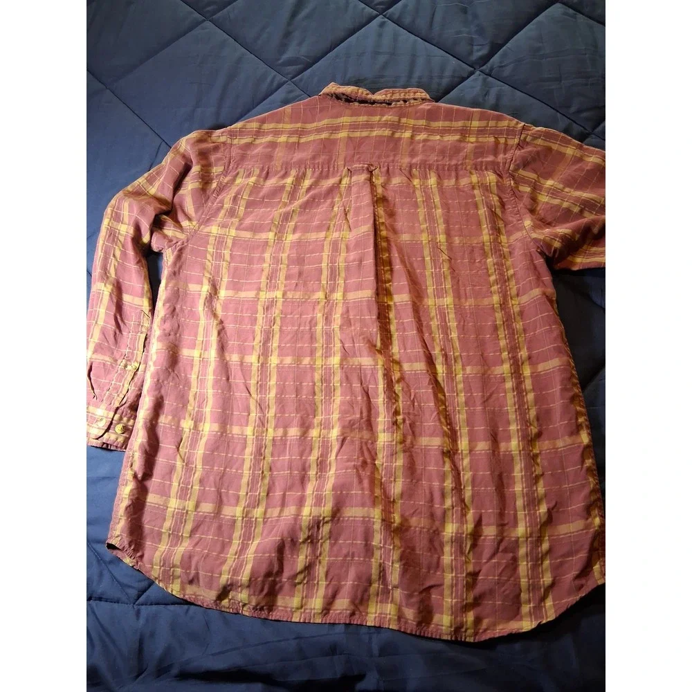 The North Face Mens XXL Plaid Button Down Shirt Maroon Tan Long Sleeve Hiking
